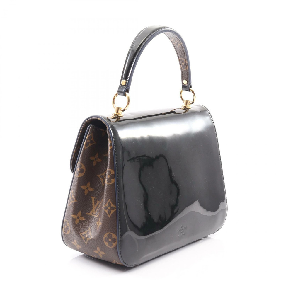 Louis Vuitton Cherrywood Handbag Patent Vernis Black Brown